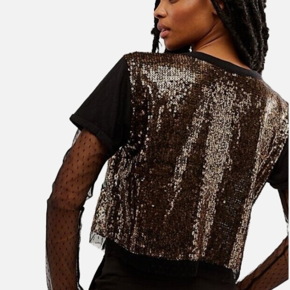Free People / Life Of The Party Floral Sequined Top - Picture 3 of 13